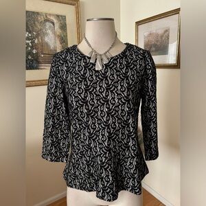 J Crew Like new black lace over white top size M